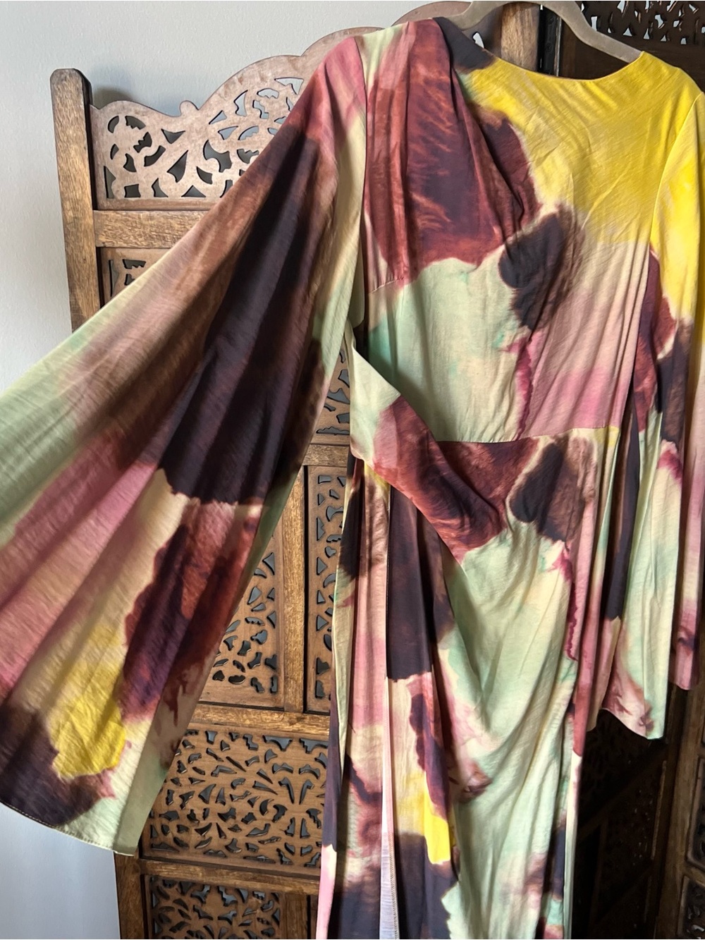 ASOS Yellow, Green, Burgundy & Pink Watercolor Maxi Dress - Picture 5 of 10